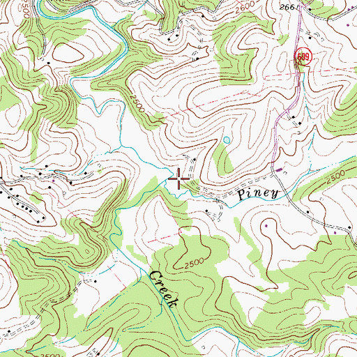Topographic Map of Piney Creek, VA