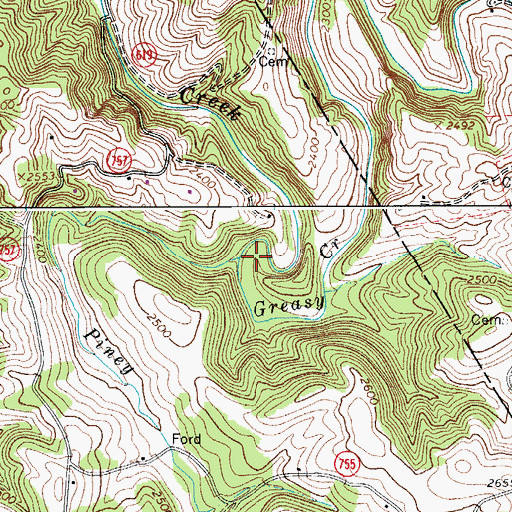 Topographic Map of Piney Fork, VA