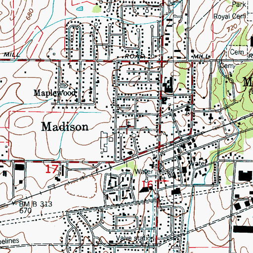 Topographic Map of Saint Elizabeth Cumberland Church, AL