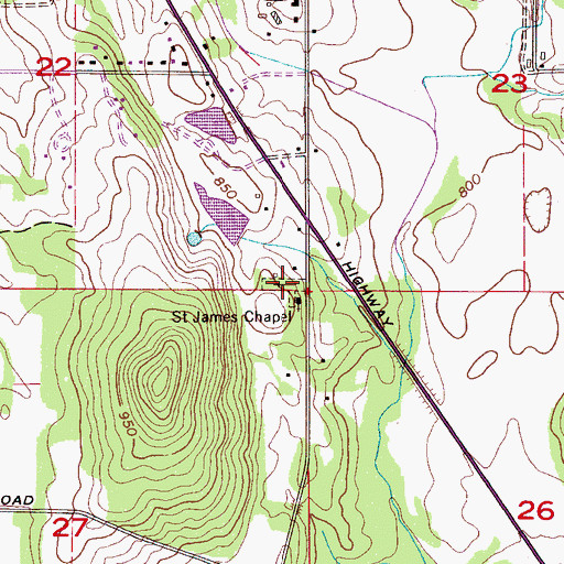 Topographic Map of Saint James Cemetery, AL