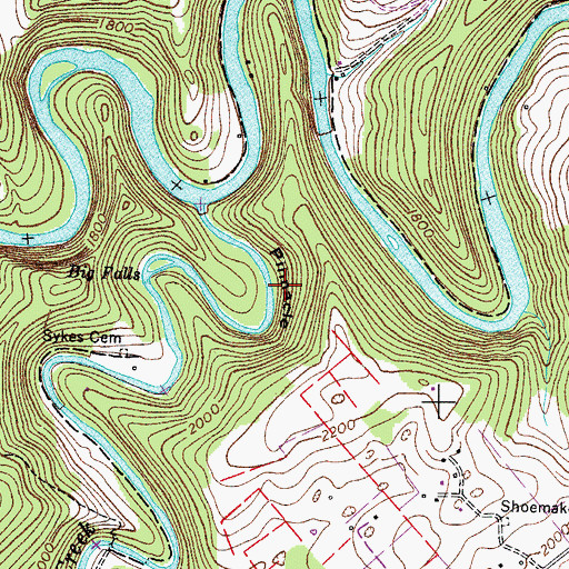 Topographic Map of Pinnacle, VA