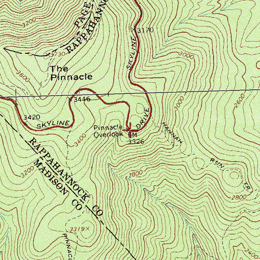 Topographic Map of Pinnacle Overlook, VA
