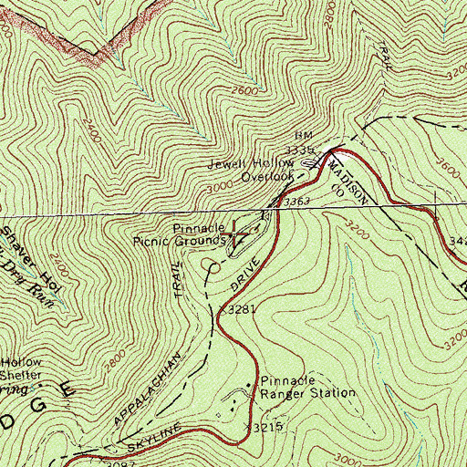 Topographic Map of Pinnacles Picnic Grounds, VA