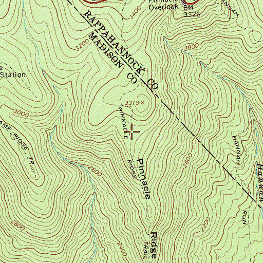Topographic Map of Pinnacle Ridge, VA