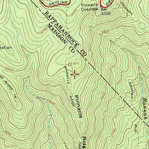 Topographic Map of Pinnacle Ridge Trail, VA