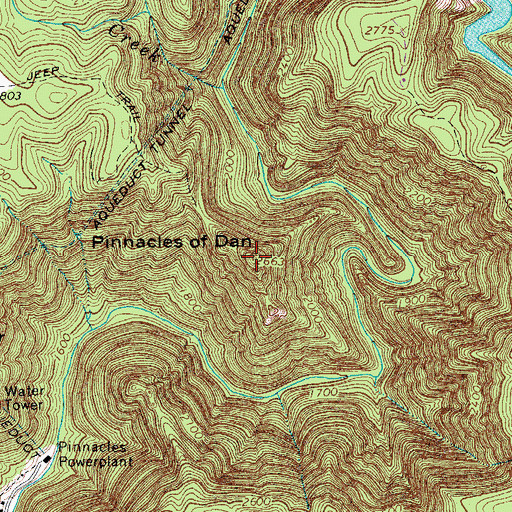 Topographic Map of Pinnacles of Dan, VA