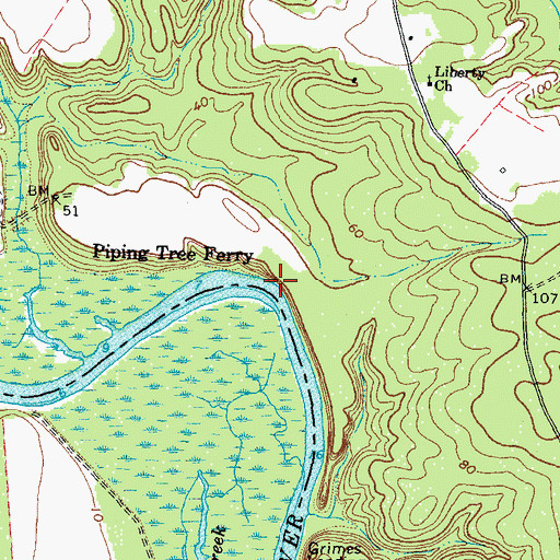 Topographic Map of Piping Tree Ferry, VA