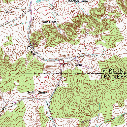 Topographic Map of Pippin Cemetery, VA