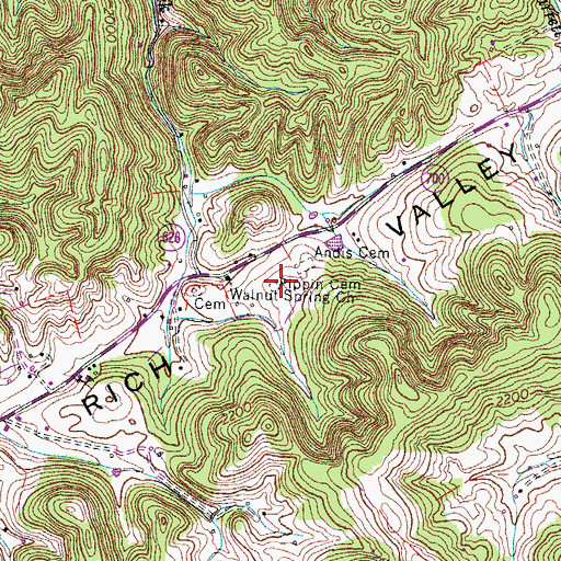 Topographic Map of Pippin Cemetery, VA