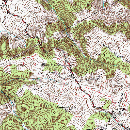 Topographic Map of Pippin Cemetery, VA