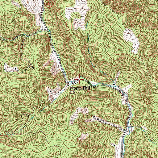 Topographic Map of Pippin Hill Church, VA