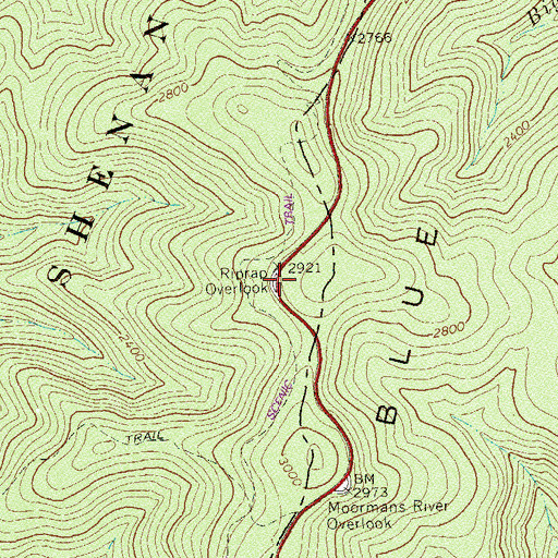 Topographic Map of Piprap Overlook, VA