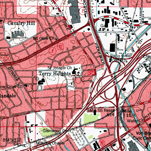 Topographic Map of Saint Josephs School, AL