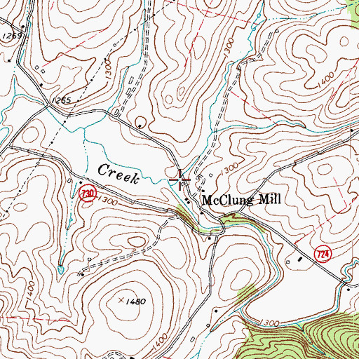 Topographic Map of Pisgah Branch, VA