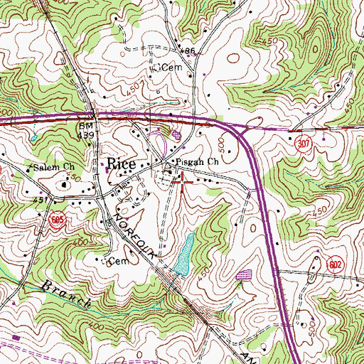 Topographic Map of Pisgah Church, VA
