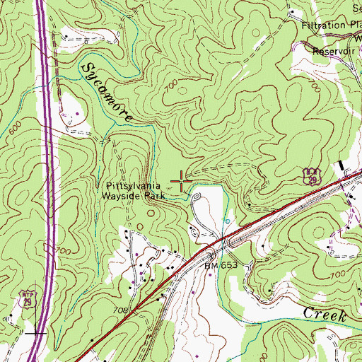 Topographic Map of Pittsylvania Wayside Park, VA