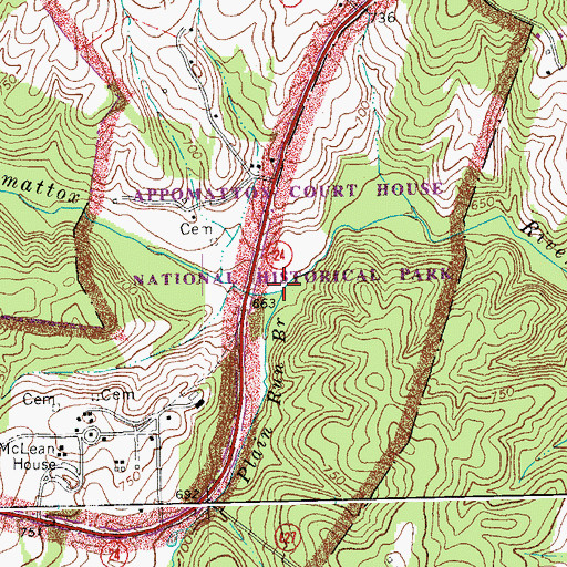 Topographic Map of Plain Run Branch, VA