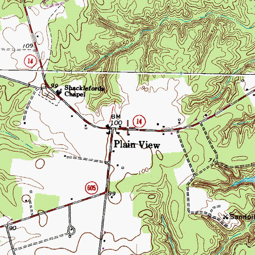 Topographic Map of Plain View, VA