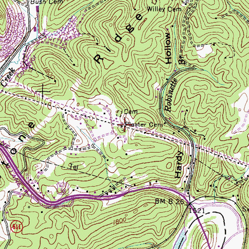 Topographic Map of Plaster Cemetery, VA