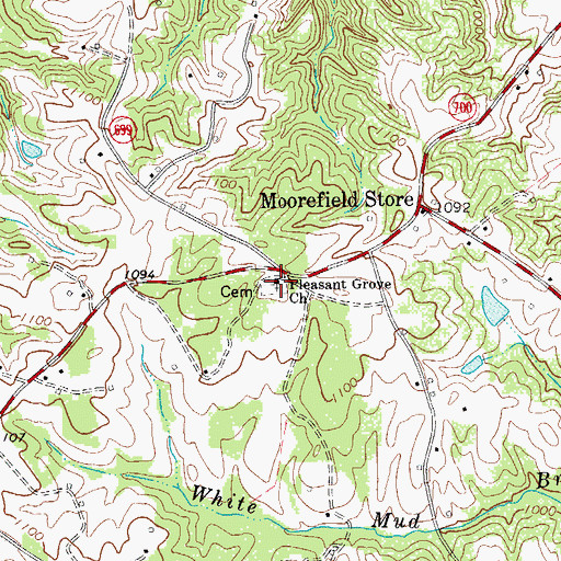 Topographic Map of Pleasant Grove Primitive Baptist Church, VA