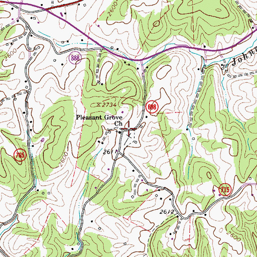 Topographic Map of Pleasant Grove Church, VA