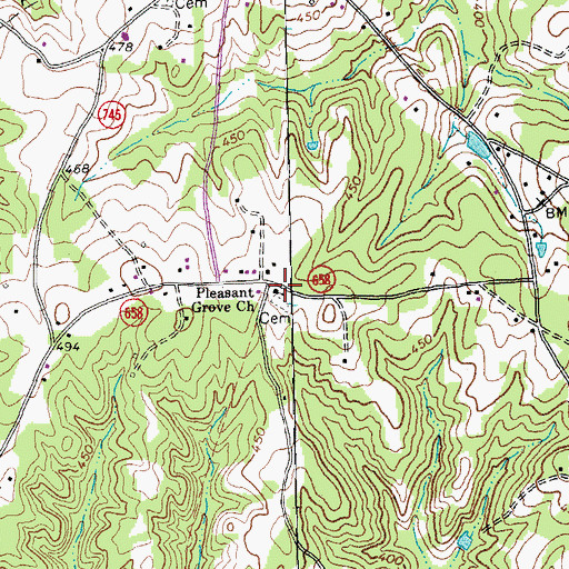 Topographic Map of Pleasant Grove Church, VA