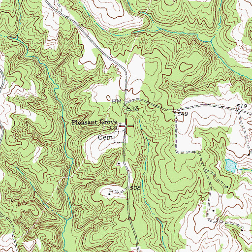 Topographic Map of Pleasant Grove Church, VA