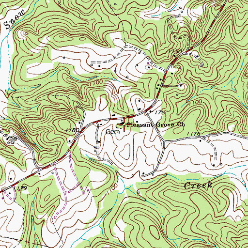 Topographic Map of Pleasant Grove Church, VA