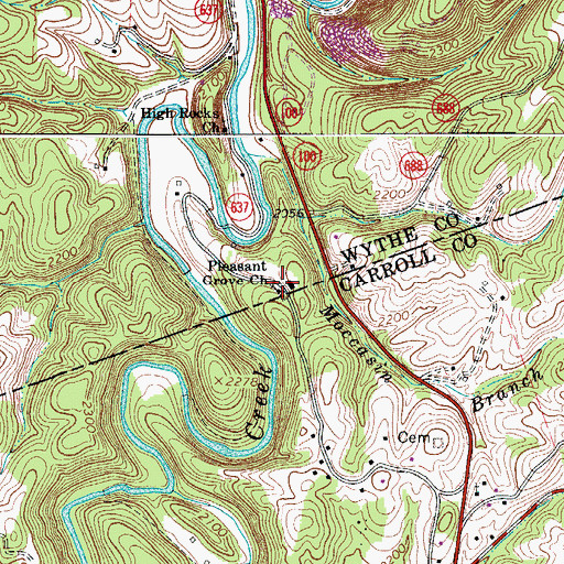 Topographic Map of Pleasant Grove Church, VA
