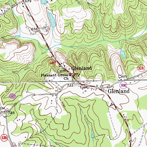 Topographic Map of Pleasant Grove Church, VA