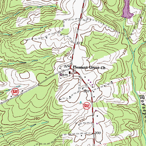 Topographic Map of Pleasant Grove Baptist Church, VA
