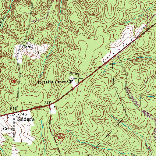Topographic Map of Pleasant Grove Church, VA