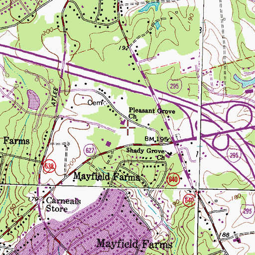 Topographic Map of Pleasant Grove Baptist Church, VA