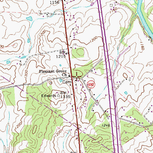 Topographic Map of Pleasant Grove Church, VA