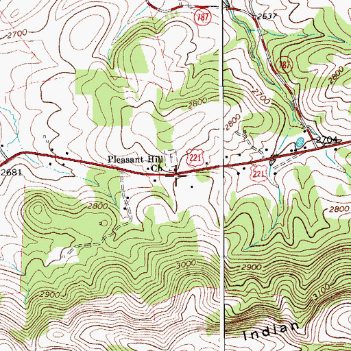 Topographic Map of Pleasant Hill Church, VA