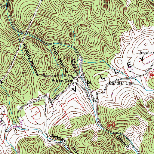 Topographic Map of Pleasant Hill Church, VA