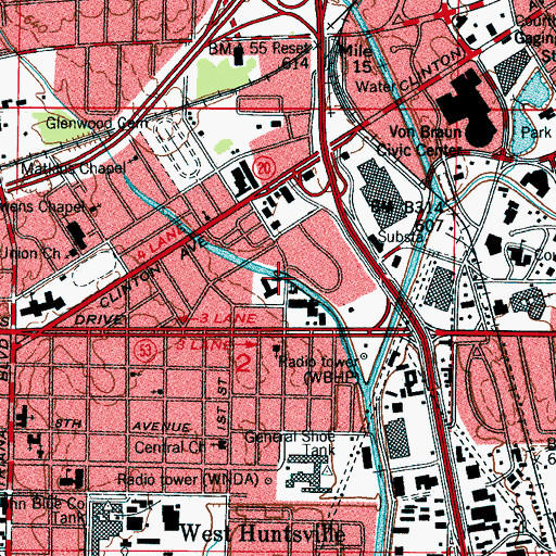 Topographic Map of Salvation Army Church, AL