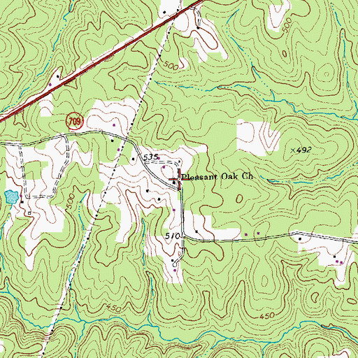 Topographic Map of Pleasant Oak Church, VA