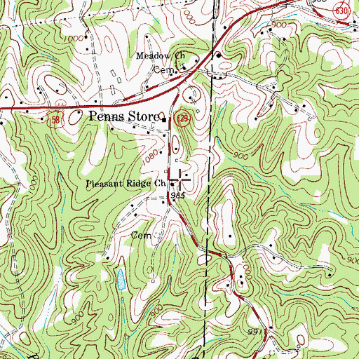 Topographic Map of Pleasant Ridge Church, VA