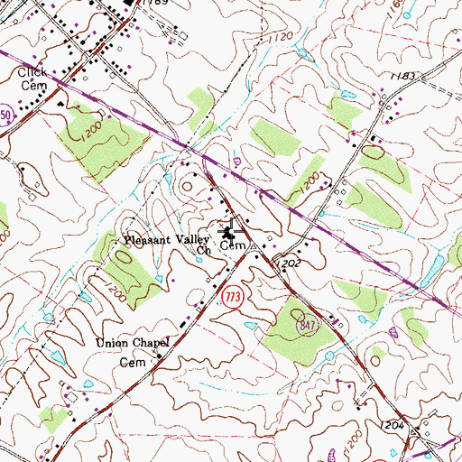 Topographic Map of Pleasant Valley Church, VA