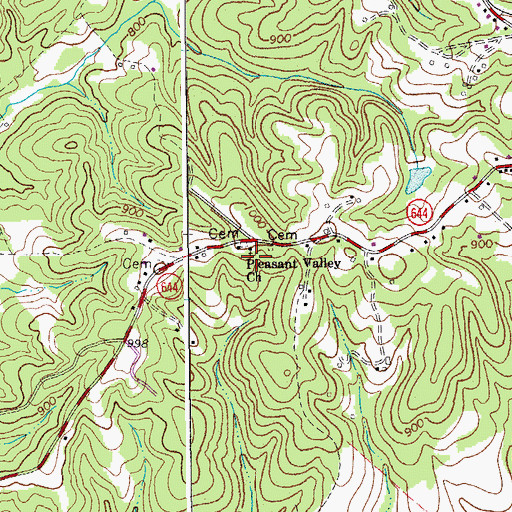 Topographic Map of Pleasant Valley Church, VA