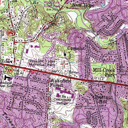 Topographic Map of Pleasant Valley Memorial Park, VA