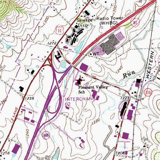 Topographic Map of Pleasant Valley Elementary School, VA