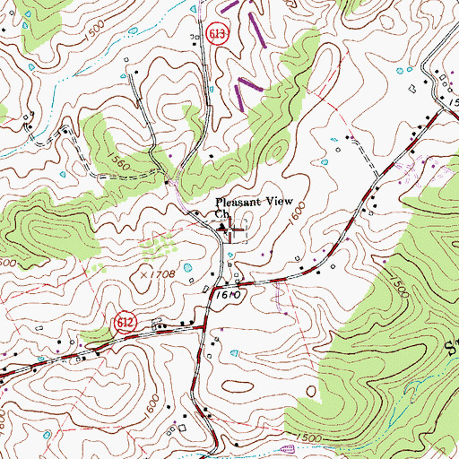 Topographic Map of Pleasant View Church, VA