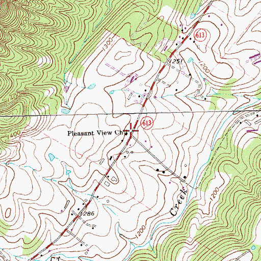 Topographic Map of Pleasant View Church, VA