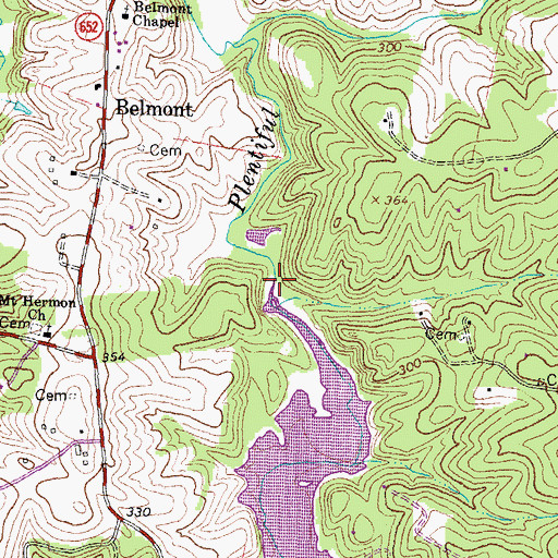 Topographic Map of Plentiful Creek, VA