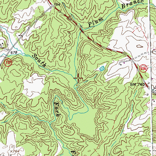 Topographic Map of Plum Branch, VA
