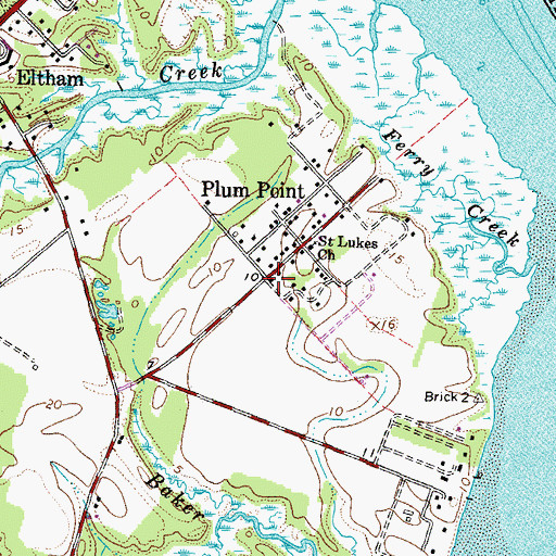 Topographic Map of Plum Point, VA