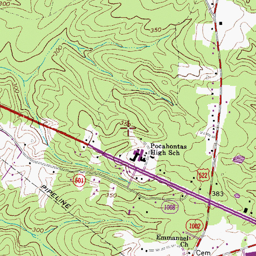 Topographic Map of Pocahontas Elementary School, VA