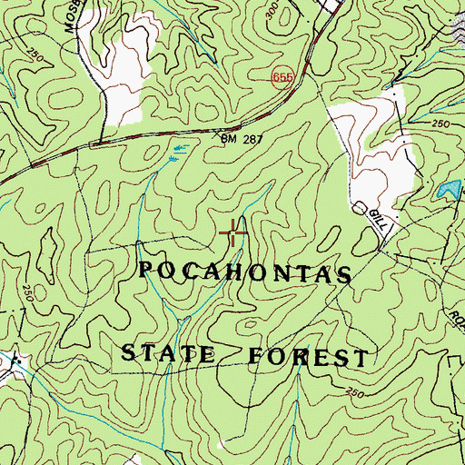 Topographic Map of Pocahontas State Forest, VA